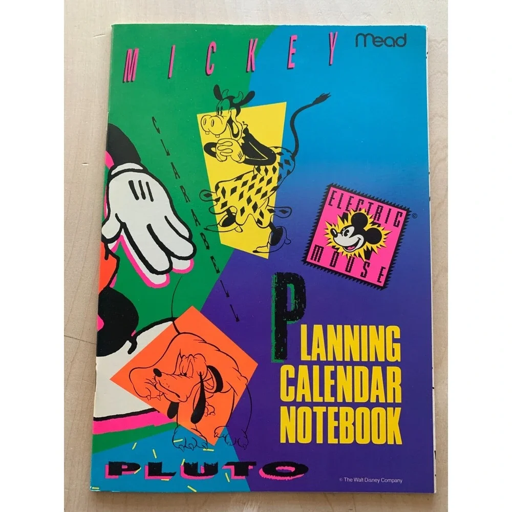 Vtg 1991 Mead Notebook & Calendar Disney Electric Mouse NWT Goofy Notefolio